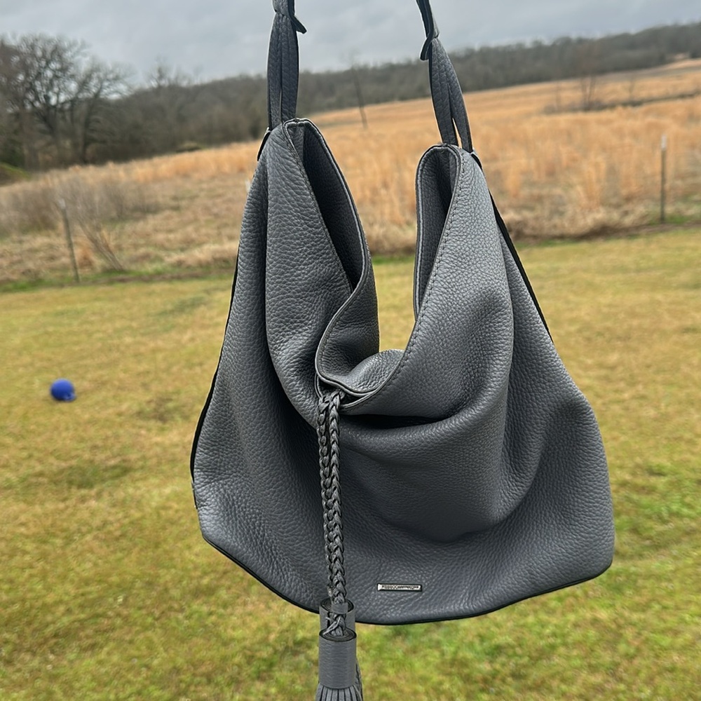 Beautiful Grey Pebbled Leather Rebecca Minkoff Handbag